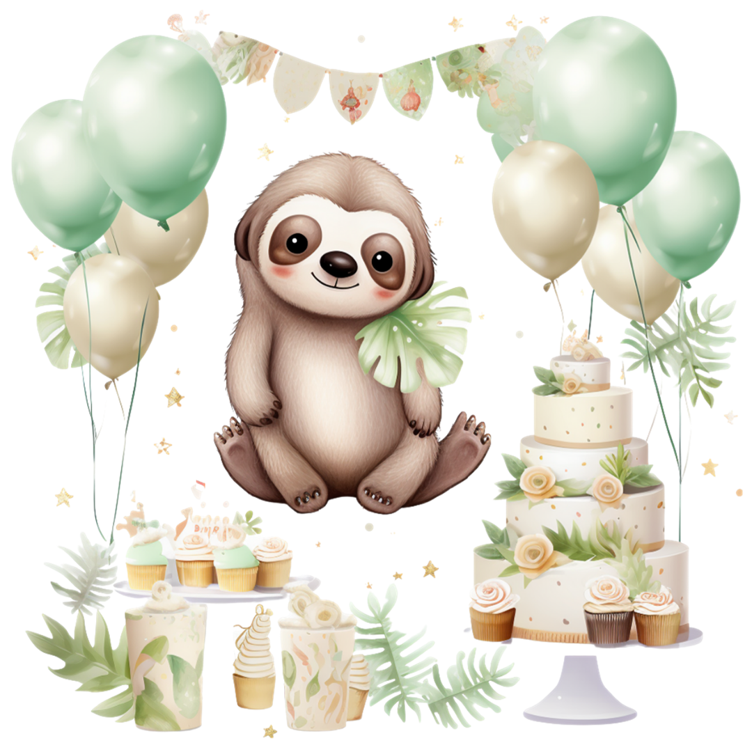 IHLux Faultier Geburtstagsgeschirr Set - 69 Teile Party Geschirr Mit Faultier Design